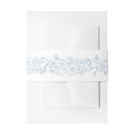 Frühlingsblüten Weinschmetterlinge Blaue Hochzeit Einladungsbanderole