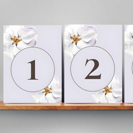 Frühlingsblüten, weiße Blume Tischnummer Sockelschild