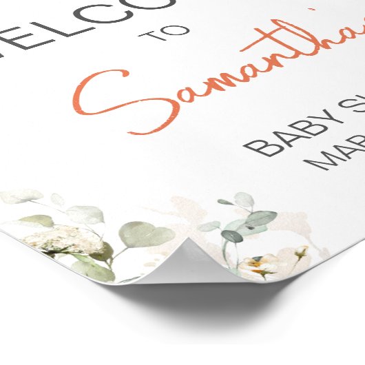 Frühlingsblütendusche Begrüßung Poster (Ecke)