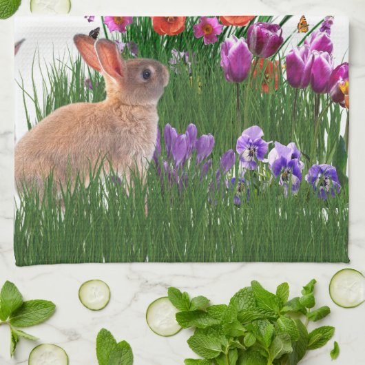 Frühlingsblütengarten Geschirrtuch (Gefaltet)