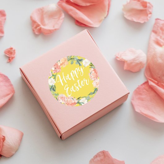 Frühlingsblütengelbes Oster Runder Aufkleber