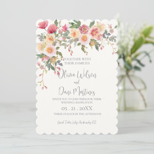 Frühlingsblütenhochzeit Einladung (Stehend Vorderseite)