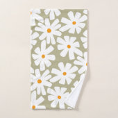 Frühlingsblütenretro-Muster Salbei grün Badhandtuch Set (Handtuch)