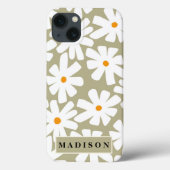 Frühlingsblütenretro-Muster Salbei grün Case-Mate iPhone Hülle (Rückseite)