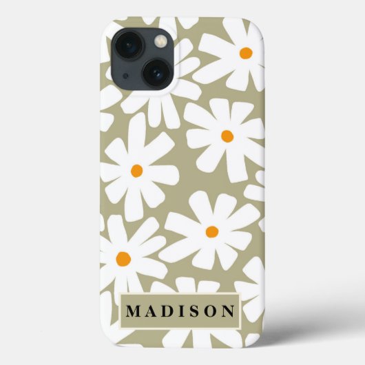 Frühlingsblütenretro-Muster Salbei grün Case-Mate iPhone Hülle (Rückseite)