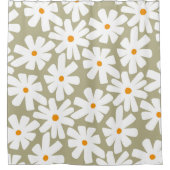 Frühlingsblütenretro-Muster Salbei grün Duschvorhang (Vorderseite)