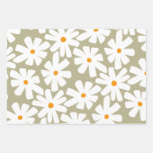 Frühlingsblütenretro-Muster Salbei grün Geschenkpapier Set (Vorderseite 2)