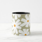 Frühlingsblütenretro-Muster Salbei grün Tasse (Zentrum)