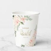 Frühlingsblütenrot Rosa Farbton Grün Brautparty Pappbecher (Rückseite)