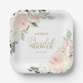Frühlingsblütenrot Rosa Farbton Grün Brautparty Pappteller (Vorderseite)
