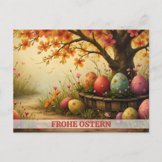 Frühlingsblütenzauber mit Ostereierpracht Feiertagspostkarte