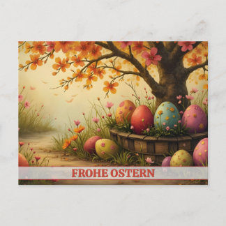 Frühlingsblütenzauber mit Ostereierpracht Feiertagspostkarte