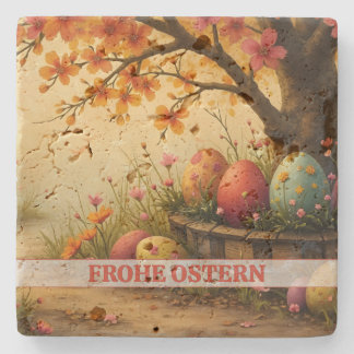 Frühlingsblütenzauber mit Ostereierpracht Steinuntersetzer