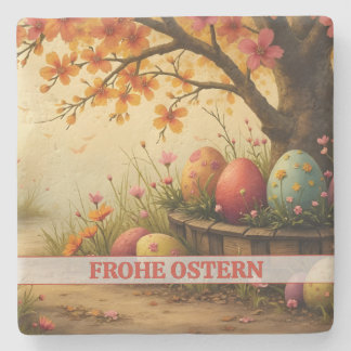 Frühlingsblütenzauber mit Ostereierpracht Steinuntersetzer