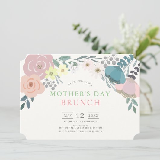 Frühlingsbrunch der Blumenmutter Einladung (Stehend Vorderseite)