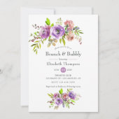 Frühlingsbrunch mit floraler Farbe und Bubbly Einladung (Vorderseite)