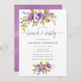 Frühlingsbrunch mit floraler Farbe und Bubbly Einladung