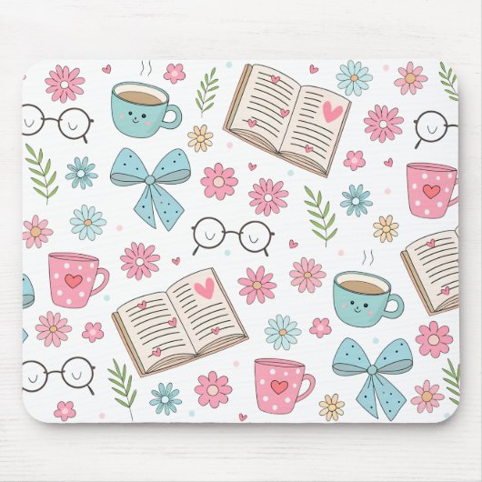 Frühlingsbücher und Blumen Mousepad (Vorne)