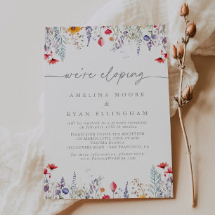 Frühlingsbunte Wildblumen-Elopement-Rezeption Einladung