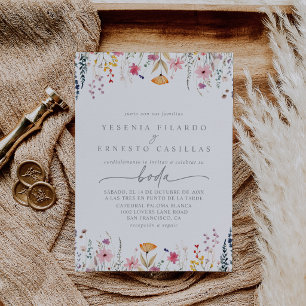 Frühlingsbunte Wildblumen Spanische Hochzeit Einladung