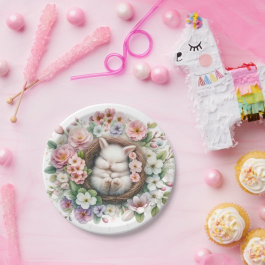 Frühlingsbunter Blumenstrauß Baby Girl Dusche Pappteller (Party)