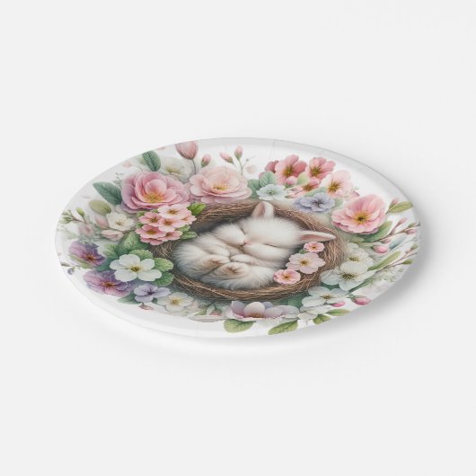 Frühlingsbunter Blumenstrauß Baby Girl Dusche Pappteller (Schrägansicht)