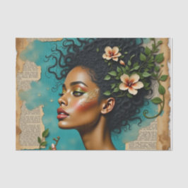 Frühlingscollage Art mit Tropical Florals und Trau Seidenpapier