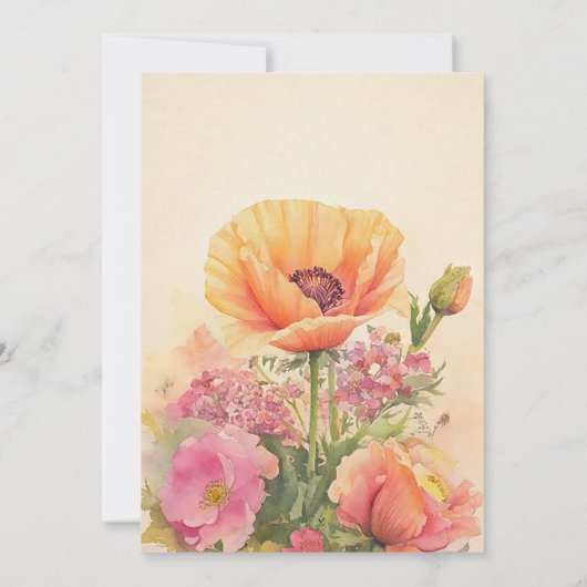 Frühlingscotecore Pink and Peach Wedding Einladung (Rückseite)