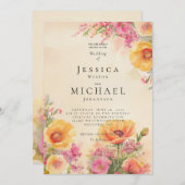 Frühlingscotecore Pink and Peach Wedding Einladung (Vorne/Hinten)
