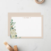 Frühlingscreme-Garten florentfarbene elegante Mono Mitteilungskarte (Vorderseite/Rückseite Beispiel)