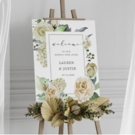 Frühlingscreme Garten Hochzeit Willkommenspender Poster