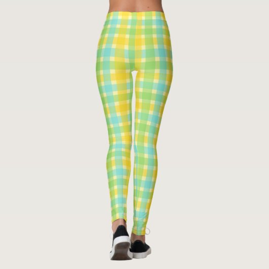 Frühlingscreme und Grüner Karo Muster Leggings (Rückseite)