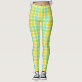Frühlingscreme und Grüner Karo Muster Leggings (Vorderseite)