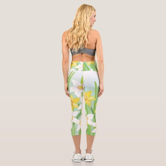 Frühlingsdaffodien Capri Leggings (Rückseite)