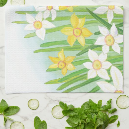 Frühlingsdaffodien Geschirrtuch (Gefaltet)