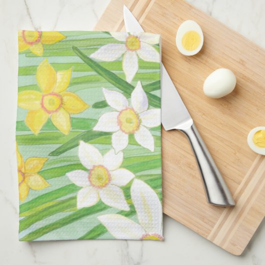 Frühlingsdaffodien Geschirrtuch (Viertel Falte)