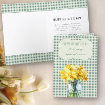 Frühlingsdaffodien in einem Jar Happy Mother Day