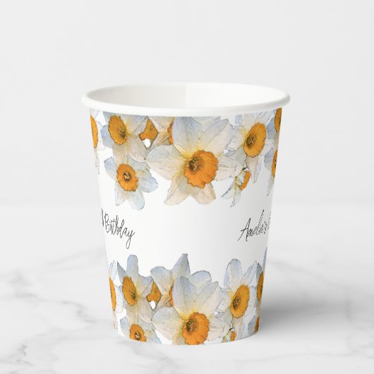 Frühlingsdaffodien jeden Geburtstag Pappbecher (Links)