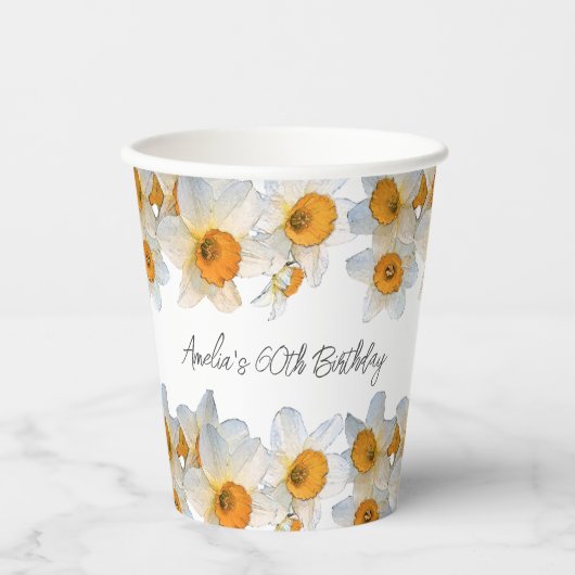 Frühlingsdaffodien jeden Geburtstag Pappbecher (Vorderseite)