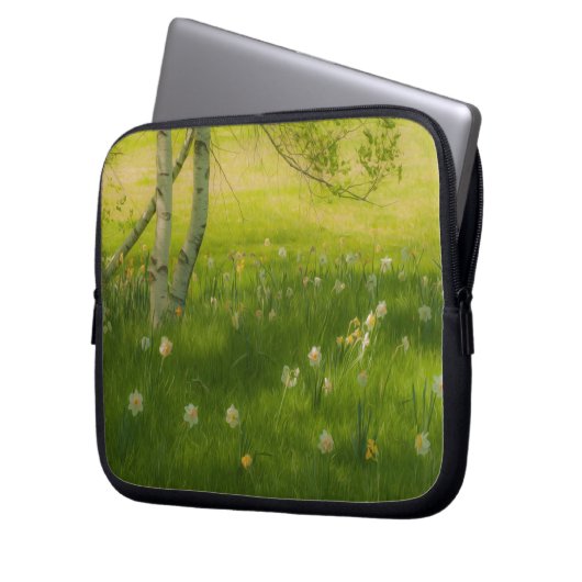 Frühlingsdaffodien Laptopschutzhülle (Vorderseite Links)