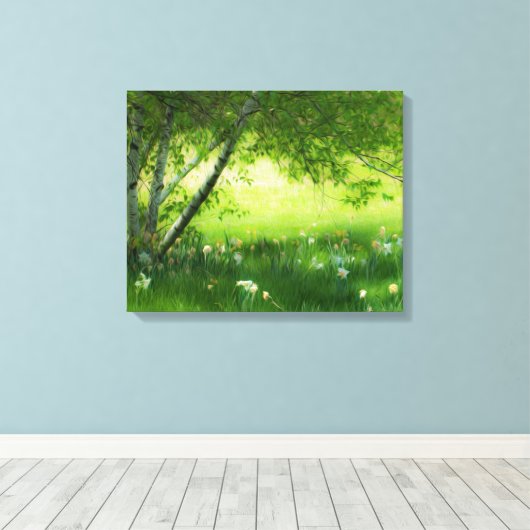 Frühlingsdaffodien Leinwanddruck (Insitu (Holzboden))