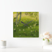 Frühlingsdaffodien Quadratische Wanduhr (Zuhause)
