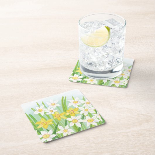 Frühlingsdaffodien Rechteckiger Pappuntersetzer (Vor Ort)