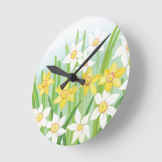 Frühlingsdaffodien Runde Wanduhr (Winkel)