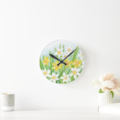 Frühlingsdaffodien Runde Wanduhr (Zuhause)