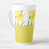 Frühlingsdämonische Blume mit Polka-Dots-Gelb Milchtasse (Linke Ecke)