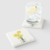 Frühlingsdärme in Vase Steinuntersetzer (Seitenansicht)