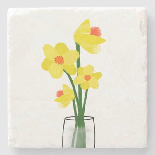 Frühlingsdärme in Vase Steinuntersetzer (Vorderseite)