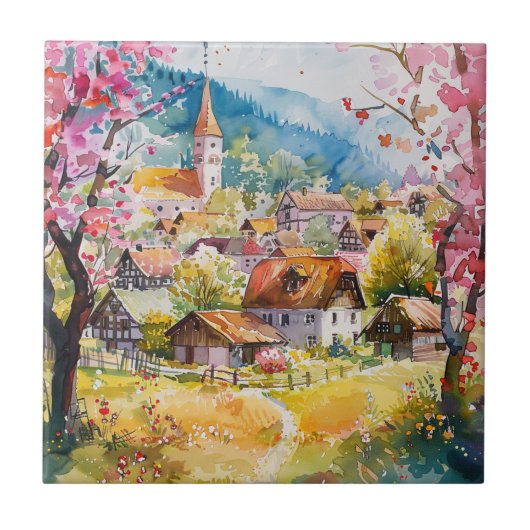 Frühlingsdorf Fliese (Vorderseite)