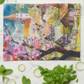 Frühlingsdorf Geschirrtuch (Gefaltet)